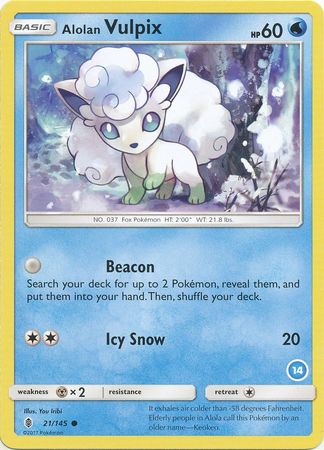 Alolan Vulpix (21/145) (Deck Exclusive #14) [Sun & Moon: Trainer Kit - Alolan Ninetales] | Arkham Games and Comics