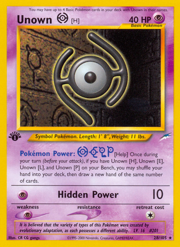 Unown [H] (28/105) [Neo Destiny 1st Edition] | Arkham Games and Comics