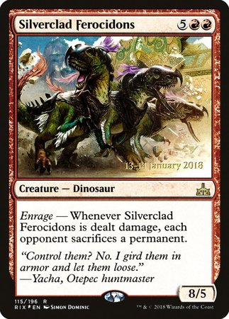 Silverclad Ferocidons [Rivals of Ixalan Promos] | Arkham Games and Comics