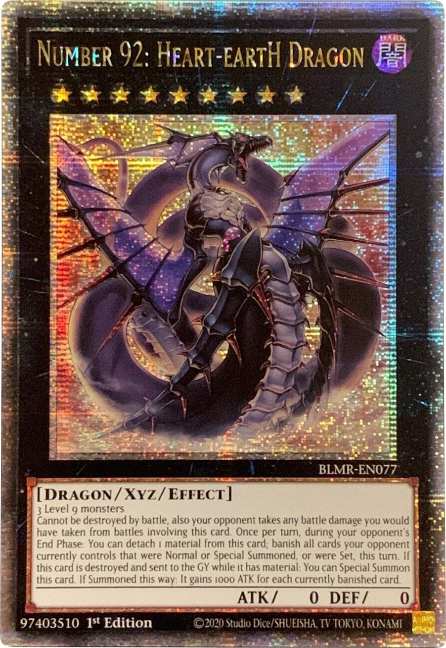 Number 92: Heart-eartH Dragon [BLMR-EN077] Quarter Century Secret Rare | Arkham Games and Comics