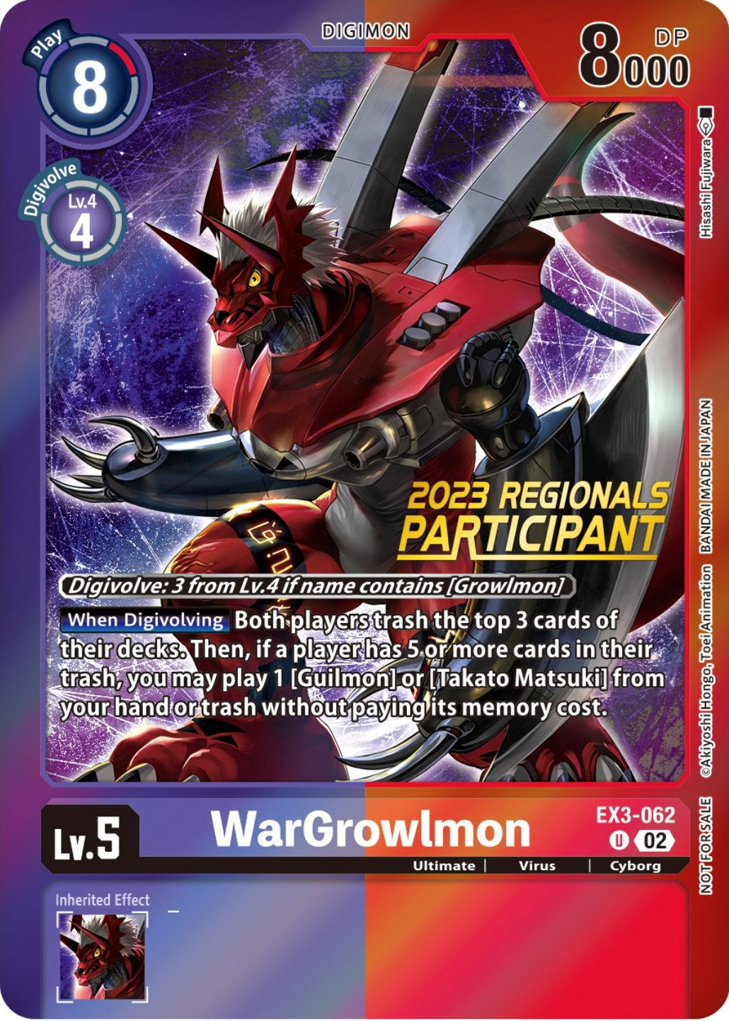 WarGrowlmon [EX3-062] (2023 Regionals Participant) [Draconic Roar Promos] | Arkham Games and Comics