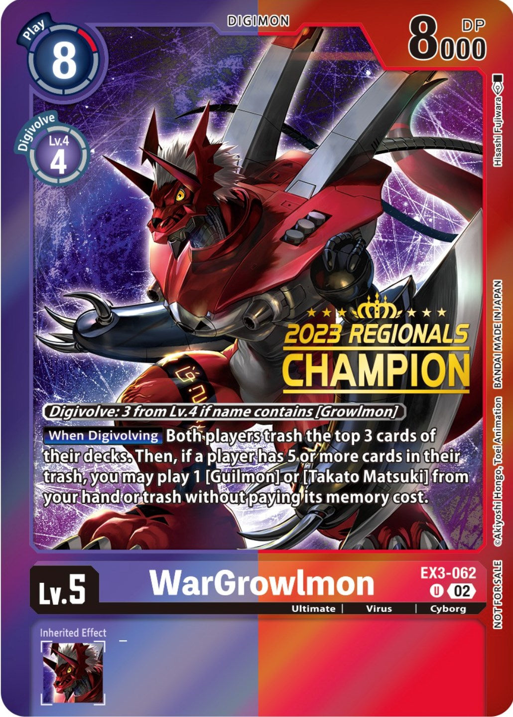 WarGrowlmon [EX3-062] (2023 Regionals Champion) [Draconic Roar Promos] | Arkham Games and Comics