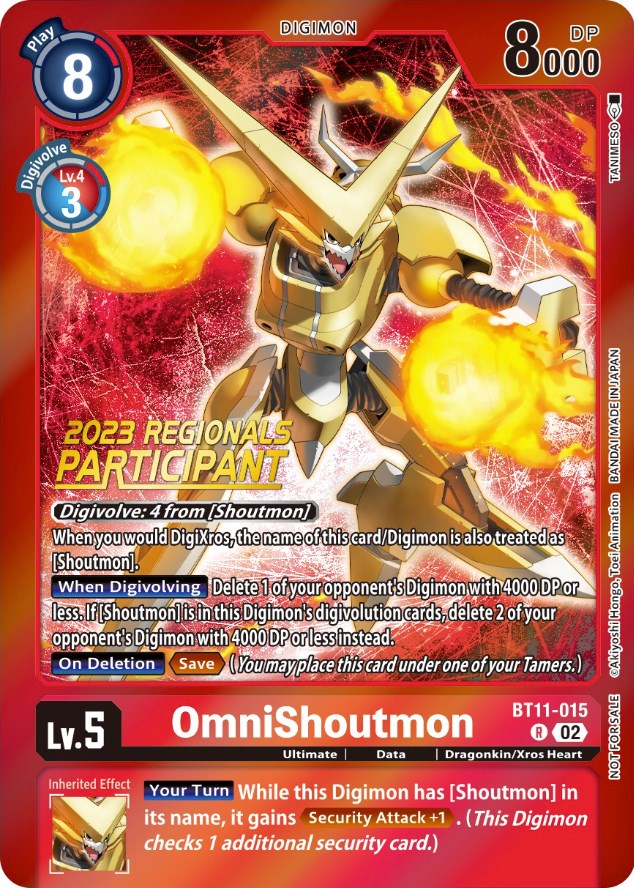 OmniShoutmon [BT11-015] (2023 Regionals Participant) [Dimensional Phase Promos] | Arkham Games and Comics