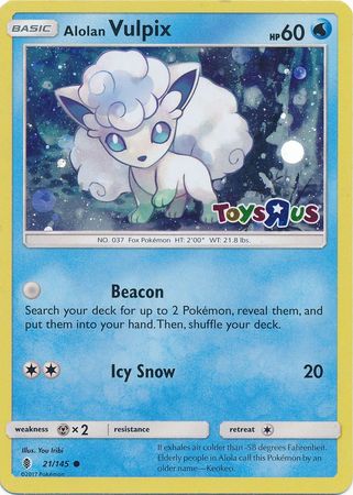 Alolan Vulpix (21/145) (Toys R Us Promo) [Sun & Moon: Guardians Rising] | Arkham Games and Comics