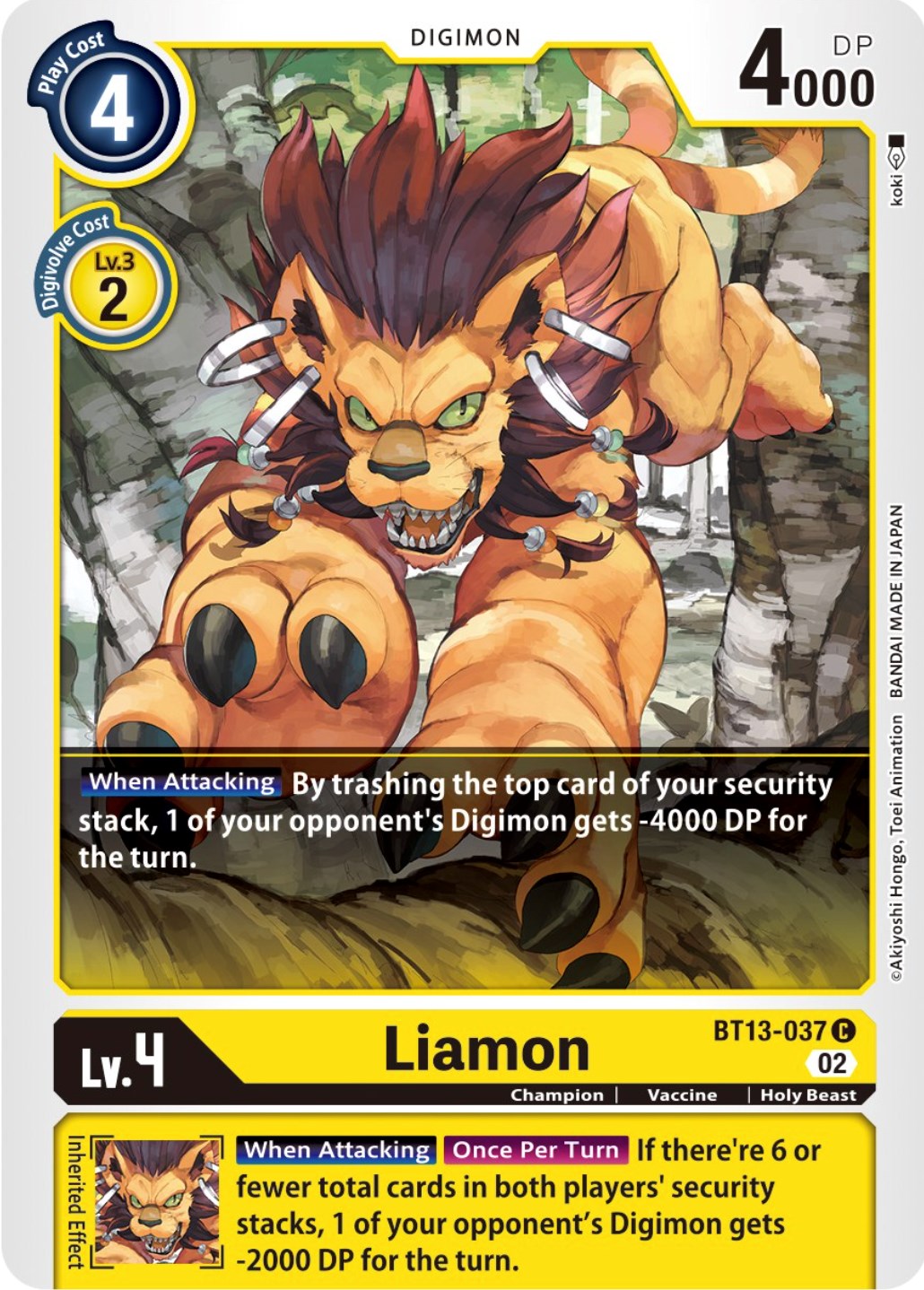 Liamon [BT13-037] [Versus Royal Knights Booster] | Arkham Games and Comics