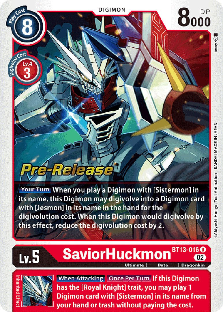 SaviorHuckmon [BT13-016] [Versus Royal Knight Booster Pre-Release Cards] | Arkham Games and Comics