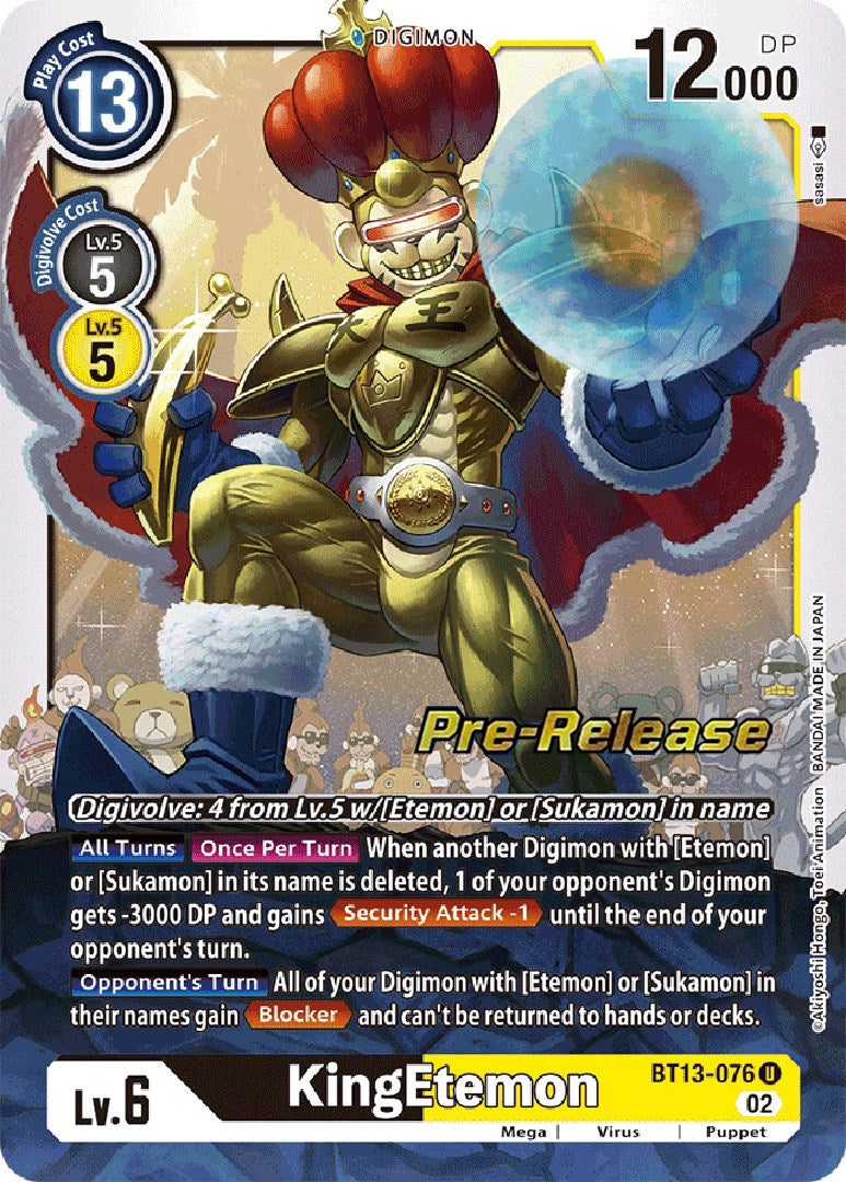 KingEtemon [BT13-076] [Versus Royal Knight Booster Pre-Release Cards] | Arkham Games and Comics