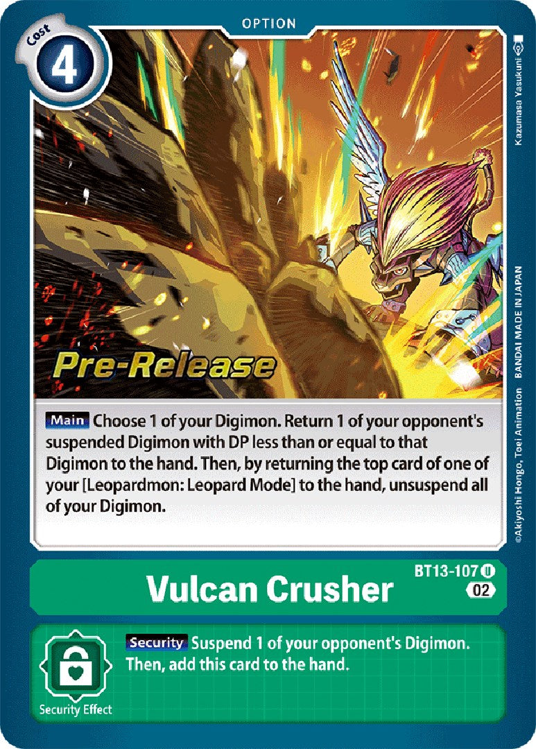 Vulcan Crusher [BT13-107] [Versus Royal Knight Booster Pre-Release Cards] | Arkham Games and Comics