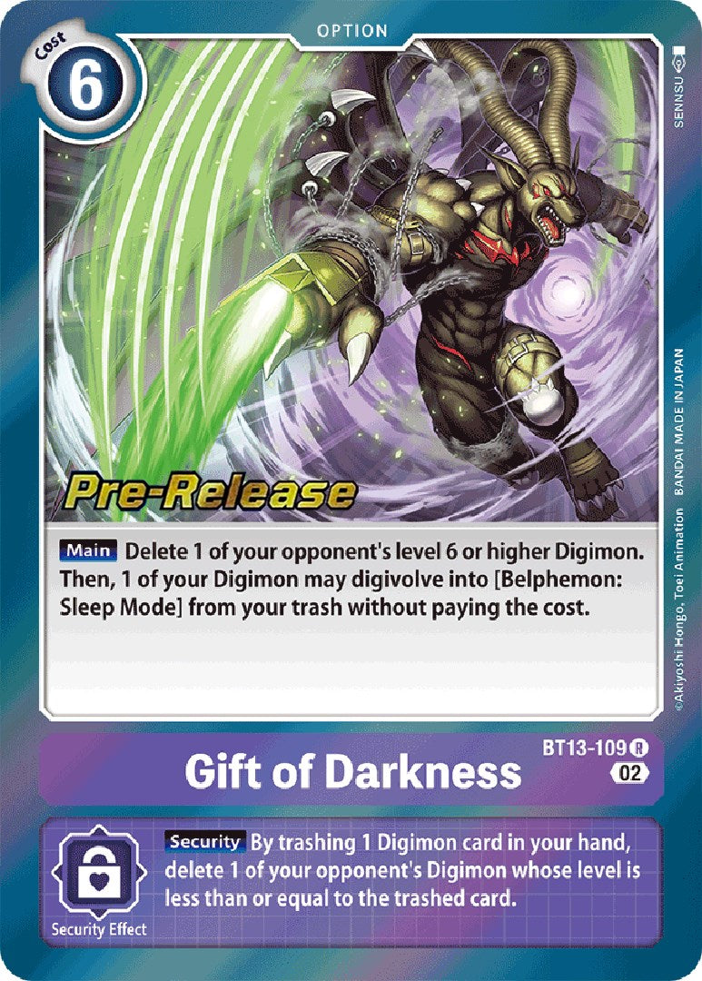 Gift of Darkness [BT13-109] [Versus Royal Knight Booster Pre-Release Cards] | Arkham Games and Comics