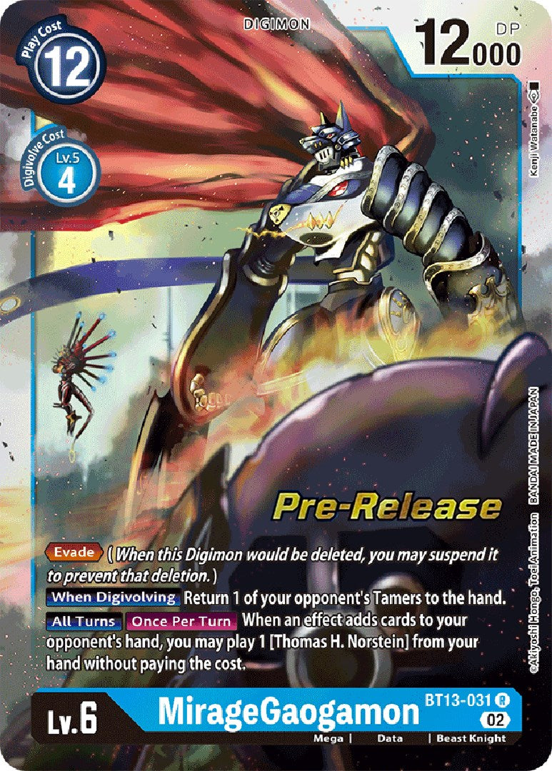 MirageGaogamon [BT13-031] [Versus Royal Knight Booster Pre-Release Cards] | Arkham Games and Comics