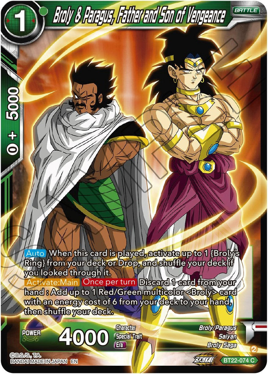 Broly & Paragus, Father and Son of Vengeance (BT22-074) [Critical Blow] | Arkham Games and Comics