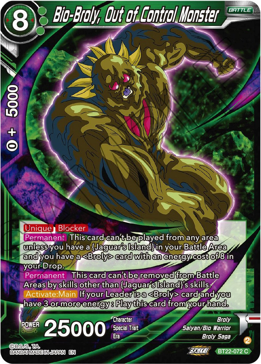 Bio-Broly, Out of Control Monster (BT22-072) [Critical Blow] | Arkham Games and Comics