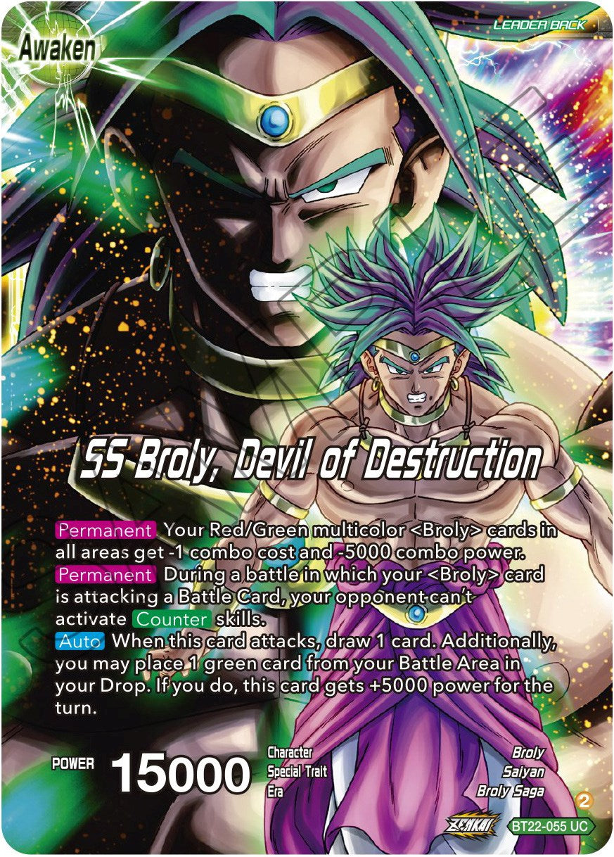 Broly & Paragus // SS Broly, Devil of Destruction (BT22-055) [Critical Blow] | Arkham Games and Comics