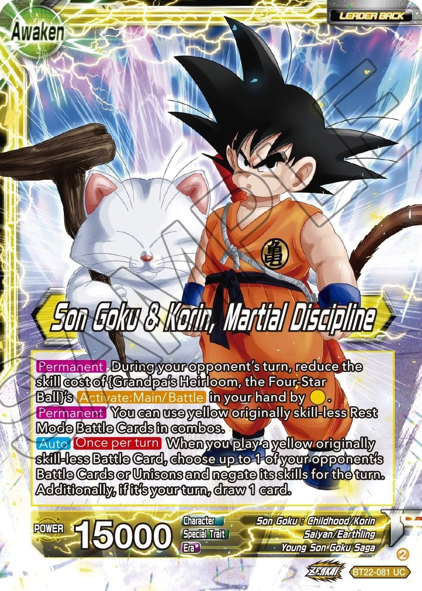 Son Goku // Son Goku & Korin, Martial Discipline (BT22-081) [Critical Blow] | Arkham Games and Comics