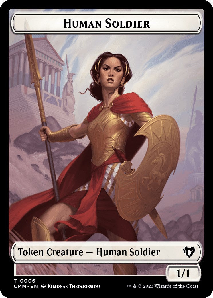 Human Soldier // Cat (0005) Double-Sided Token [Commander Masters Tokens] | Arkham Games and Comics