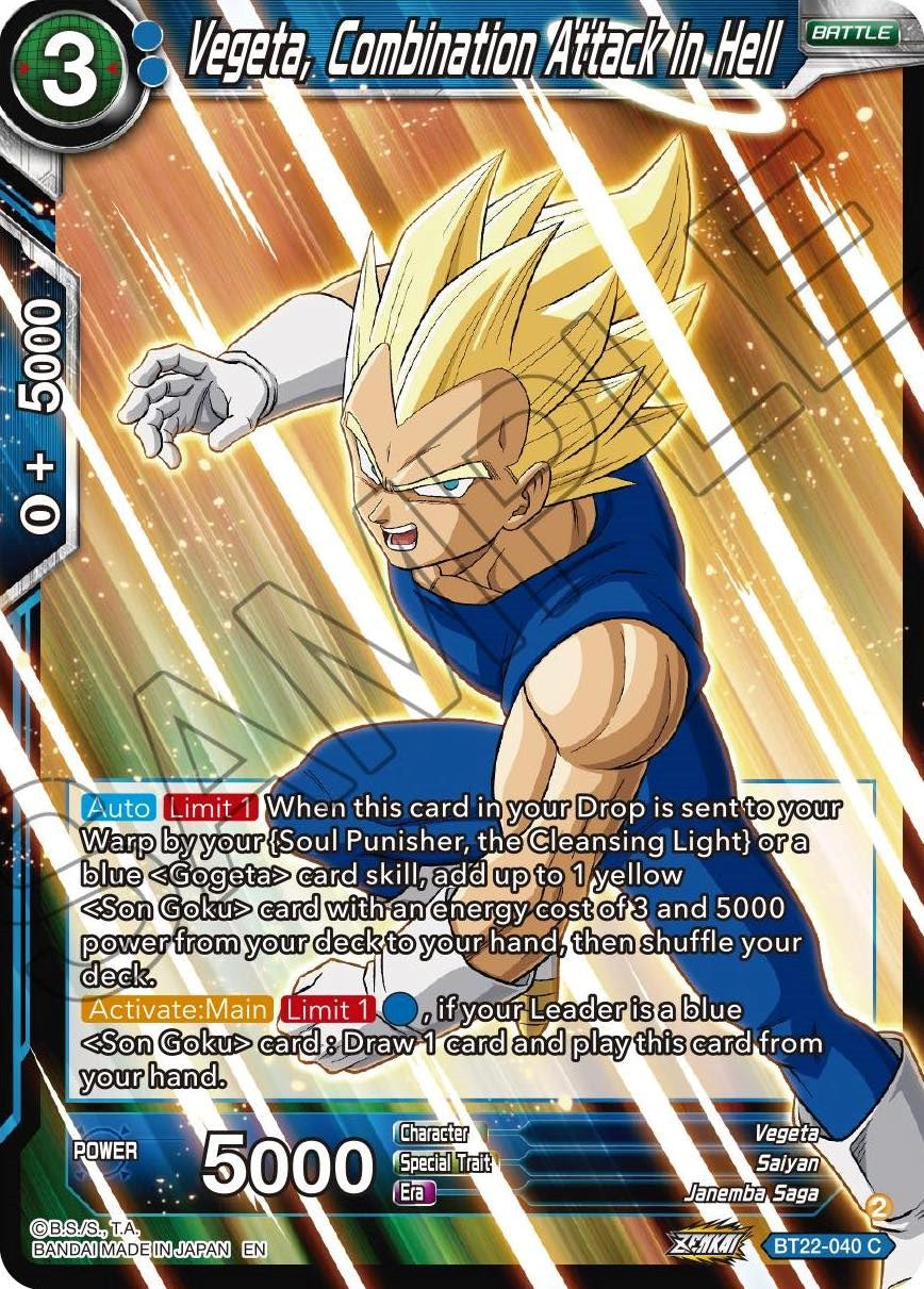 Vegeta, Combination Attack in Hell (BT22-040) [Critical Blow] | Arkham Games and Comics