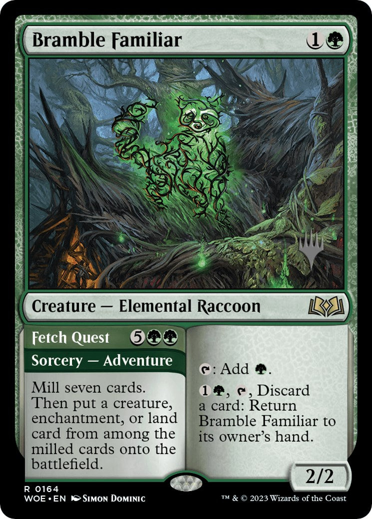 Bramble Familiar // Fetch Quest (Promo Pack) [Wilds of Eldraine Promos] | Arkham Games and Comics