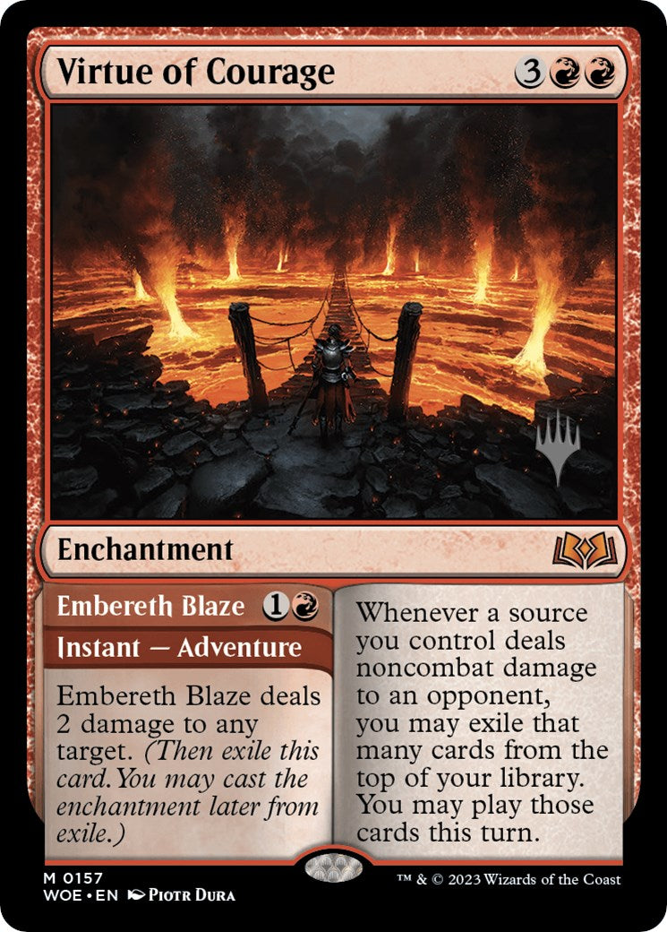 Virtue of Courage //Embereth Blaze (Promo Pack) [Wilds of Eldraine Promos] | Arkham Games and Comics