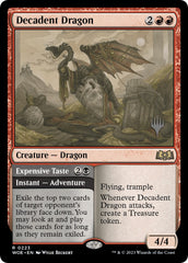 Decadent Dragon // Expensive Taste (Promo Pack) [Wilds of Eldraine Promos] | Arkham Games and Comics