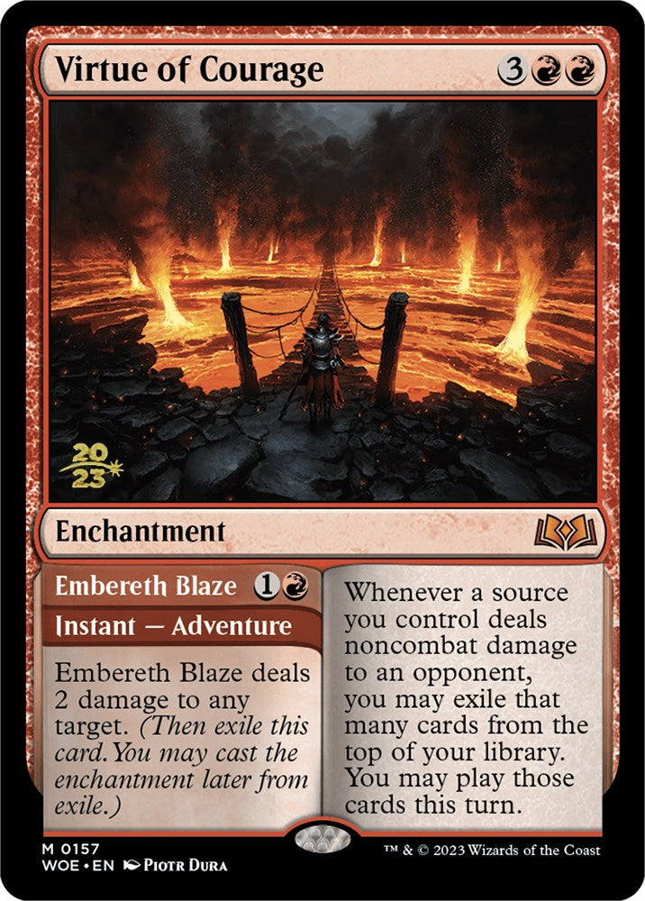 Virtue of Courage //Embereth Blaze (Promo Pack) [Wilds of Eldraine Promos] | Arkham Games and Comics