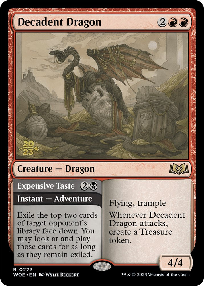 Decadent Dragon // Expensive Taste (Promo Pack) [Wilds of Eldraine Promos] | Arkham Games and Comics