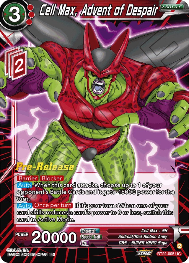 Cell Max, Advent of Despair (BT22-005) [Critical Blow Prerelease Promos] | Arkham Games and Comics