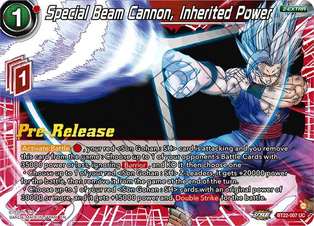 Special Beam Cannon, Inherited Power (BT22-007) [Critical Blow Prerelease Promos] | Arkham Games and Comics