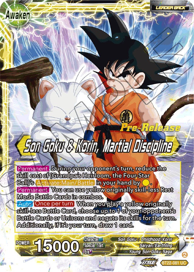 Son Goku // Son Goku & Korin, Martial Discipline (BT22-081) [Critical Blow Prerelease Promos] | Arkham Games and Comics