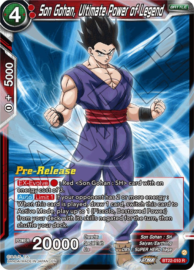 Son Gohan, Ultimate Power of Legend (BT22-010) [Critical Blow Prerelease Promos] | Arkham Games and Comics