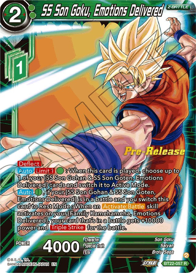 SS Son Goku, Emotions Delivered (BT22-057) [Critical Blow Prerelease Promos] | Arkham Games and Comics