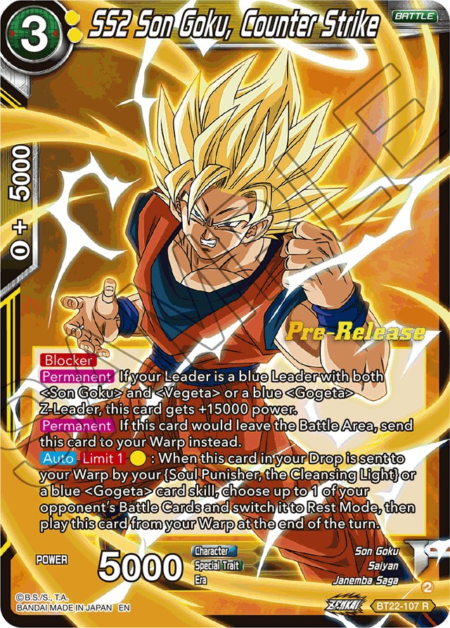 SS2 Son Goku, Counter Strike (BT22-107) [Critical Blow Prerelease Promos] | Arkham Games and Comics