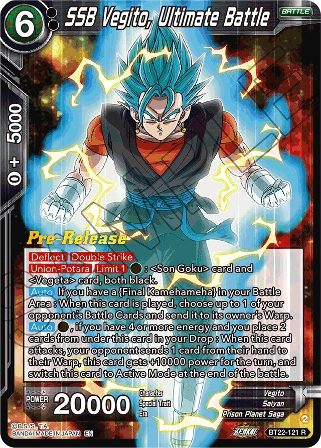 SSB Vegito, Ultimate Battle (BT22-121) [Critical Blow Prerelease Promos] | Arkham Games and Comics