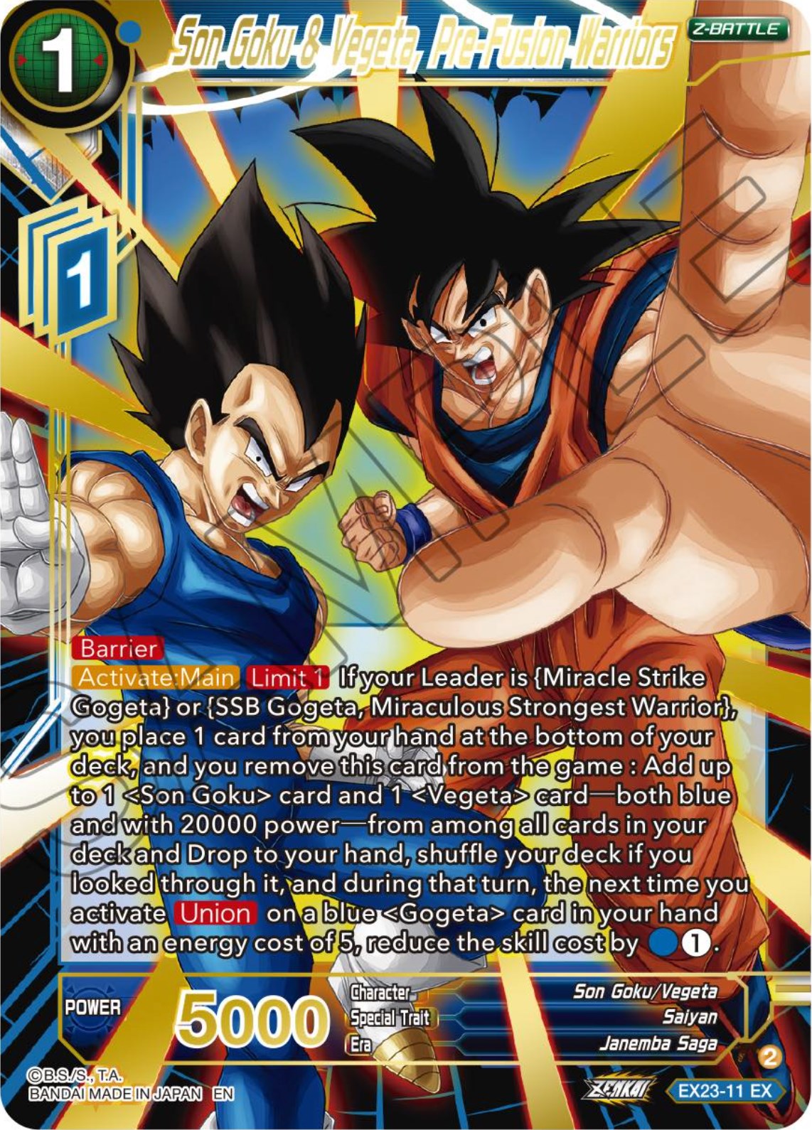 Son Goku & Vegeta, Pre-Fusion Warriors (EX23-11) [Premium Anniversary Box 2023] | Arkham Games and Comics