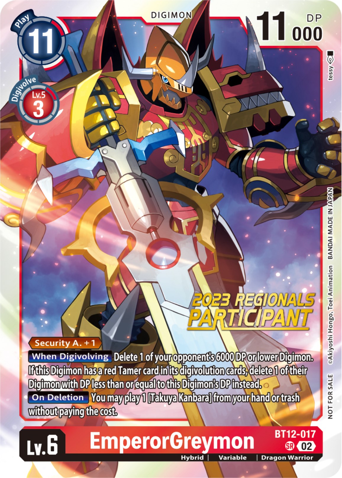 EmperorGreymon [BT12-017] (2023 Regionals Participant) [Across Time] | Arkham Games and Comics