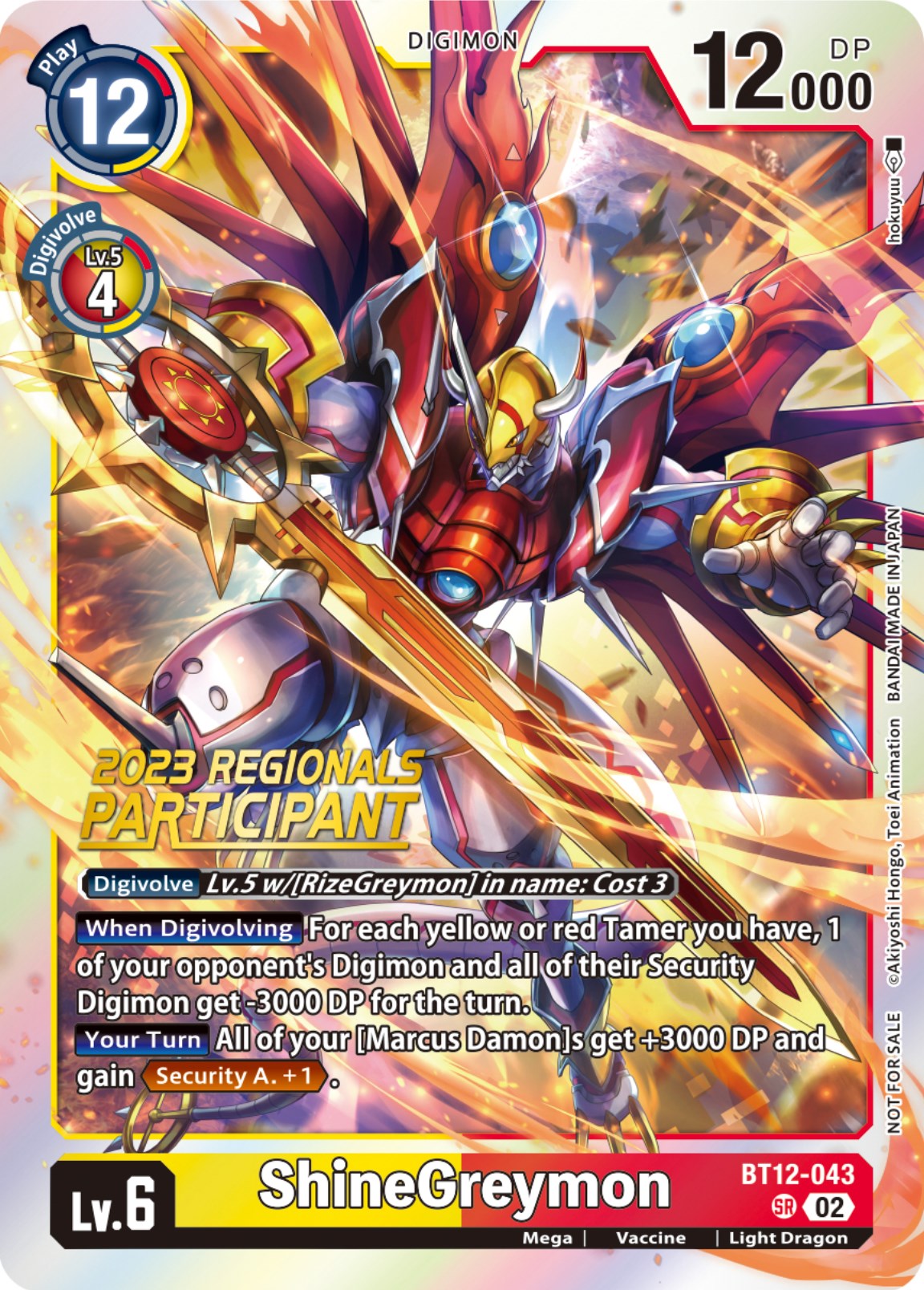 ShineGreymon [BT12-043] (2023 Regionals Participant) [Across Time] | Arkham Games and Comics