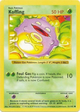 Koffing (51/102) [Base Set Shadowless Unlimited] | Arkham Games and Comics