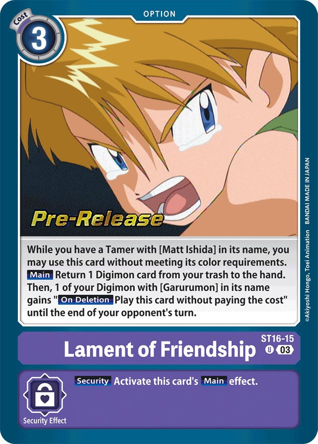 Lament of Friendship [ST16-15] [Starter Deck: Wolf of Friendship Pre-Release Cards] | Arkham Games and Comics