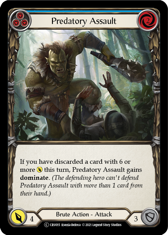 Predatory Assault (Blue) [U-CRU015] (Crucible of War Unlimited)  Unlimited Rainbow Foil | Arkham Games and Comics