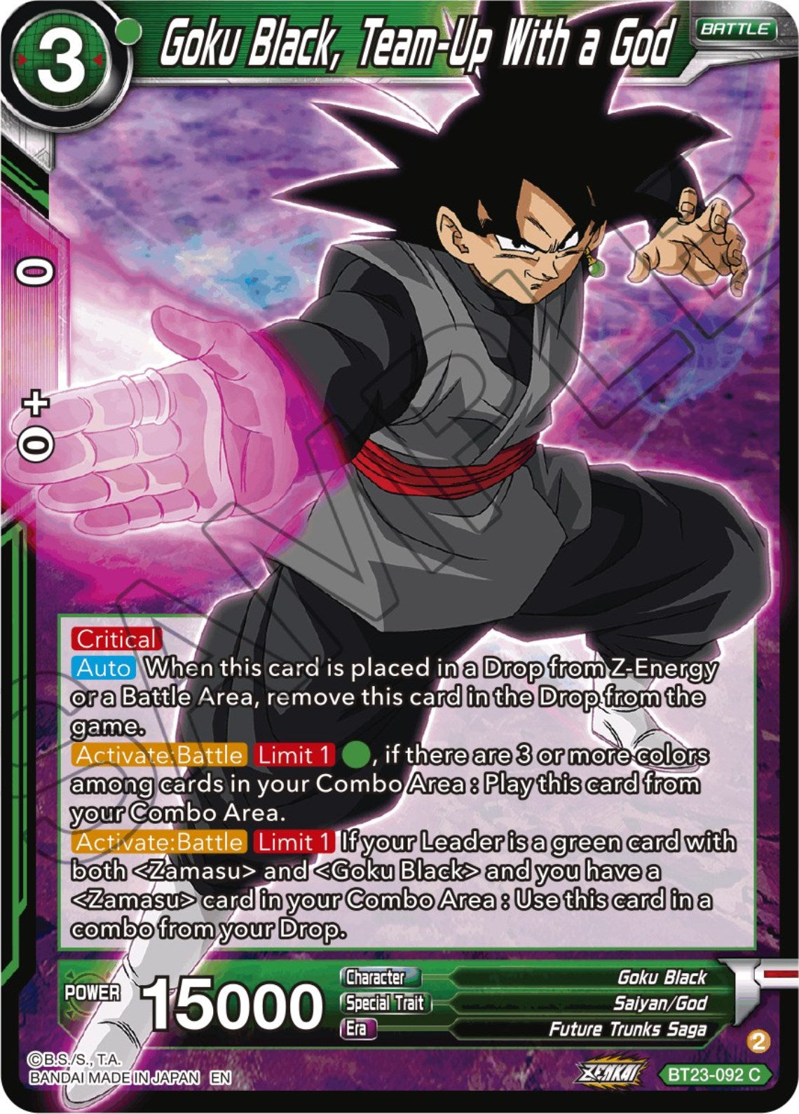 Goku Black, Team-Up With a God (BT23-092) [Perfect Combination] | Arkham Games and Comics