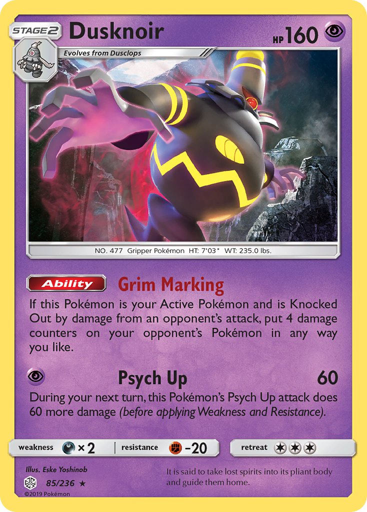 Dusknoir (85/236) (Prerelease Kit Exclusive) [Sun & Moon: Cosmic Eclipse] | Arkham Games and Comics