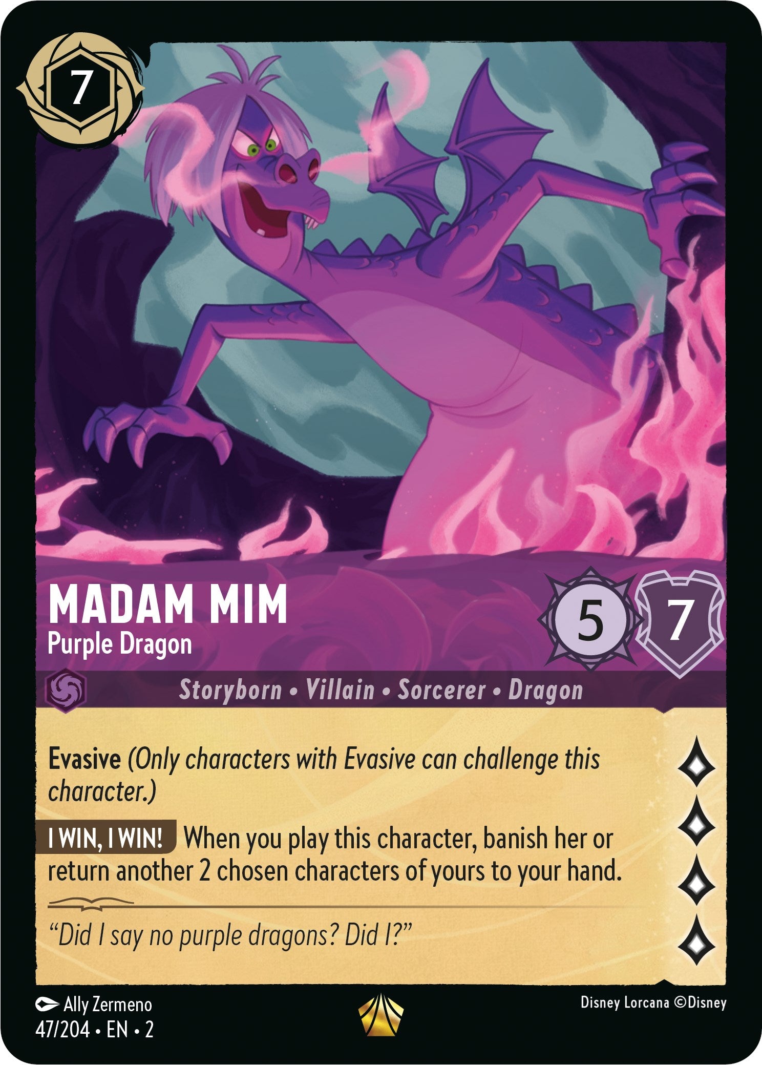 Madam Mim - Purple Dragon (47/204) [Rise of the Floodborn] | Arkham Games and Comics