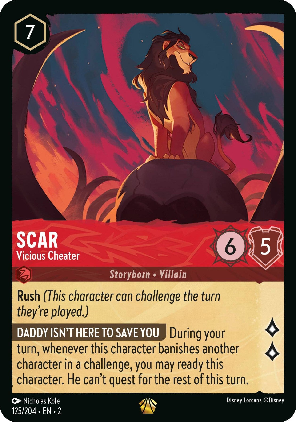Scar - Vicious Cheater (125/204) [Rise of the Floodborn] | Arkham Games and Comics