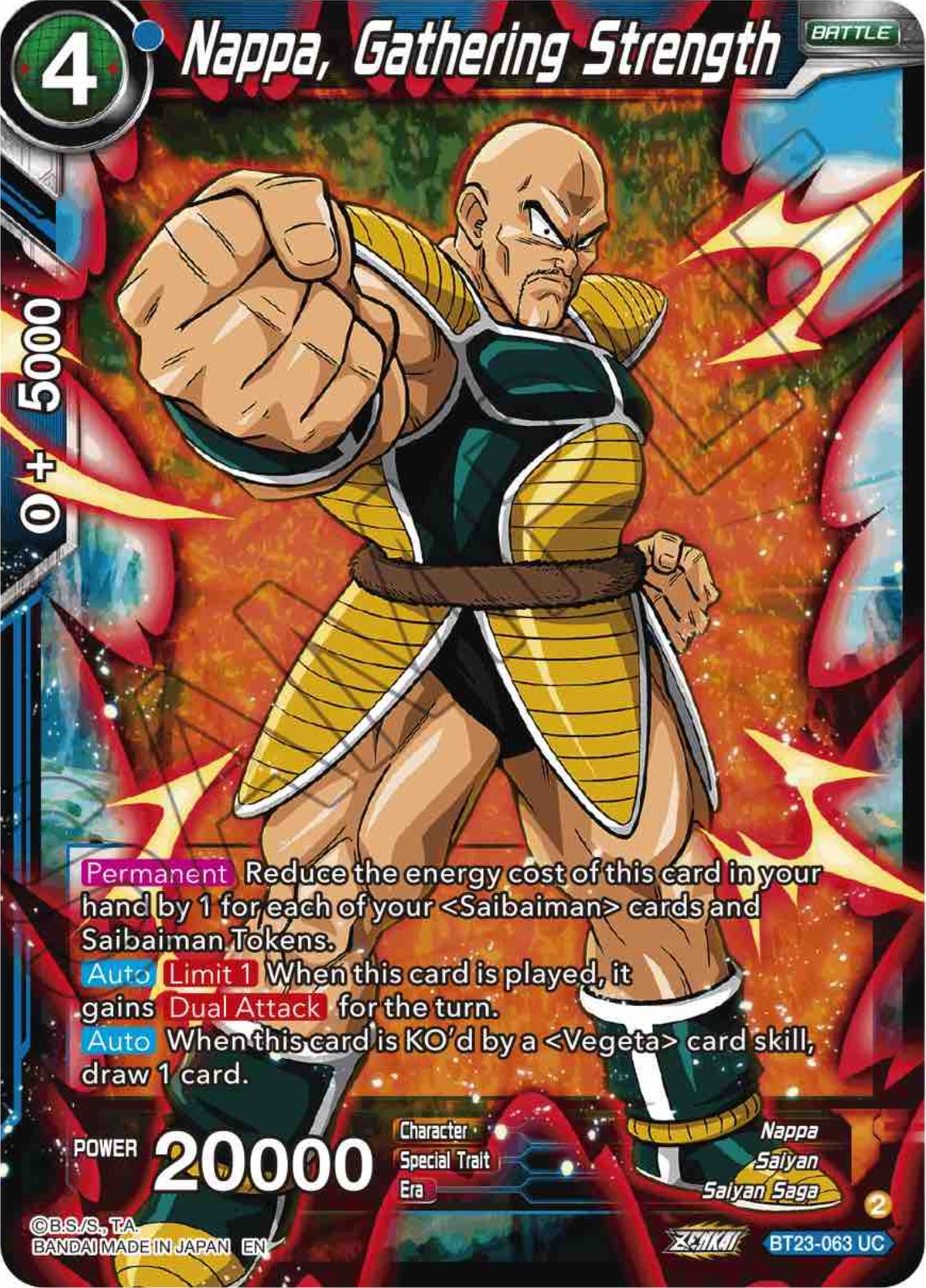 Nappa, Gathering Strength (BT23-063) [Perfect Combination] | Arkham Games and Comics