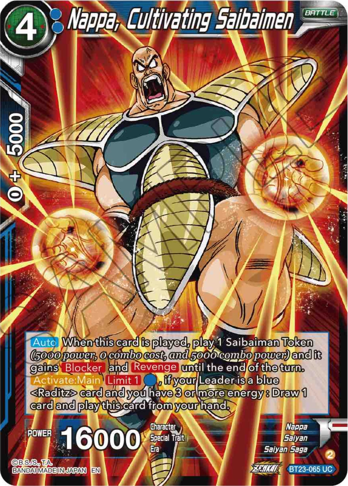 Nappa, Cultivating Saibaimen (BT23-065) [Perfect Combination] | Arkham Games and Comics