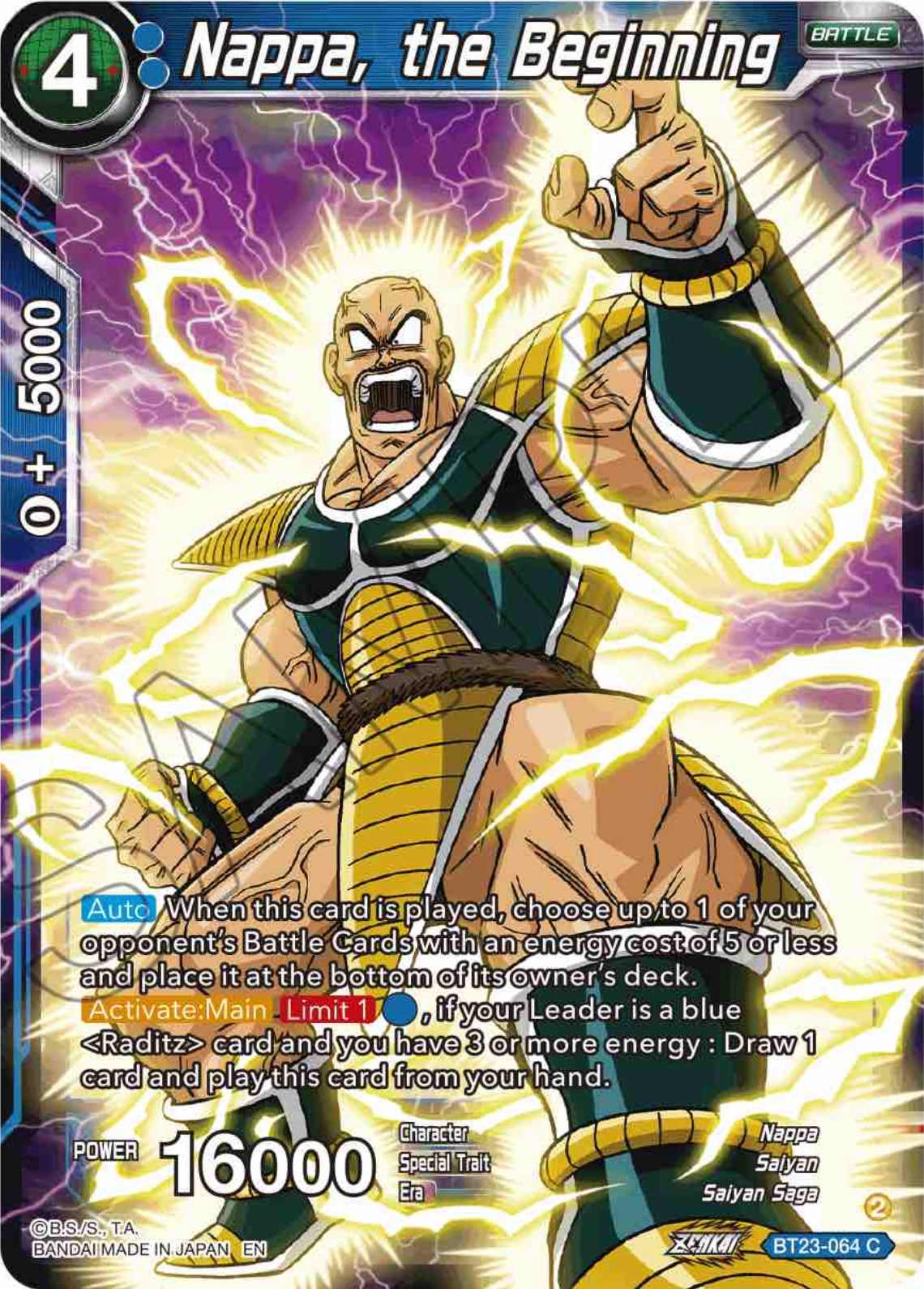 Nappa, the Beginning (BT23-064) [Perfect Combination] | Arkham Games and Comics