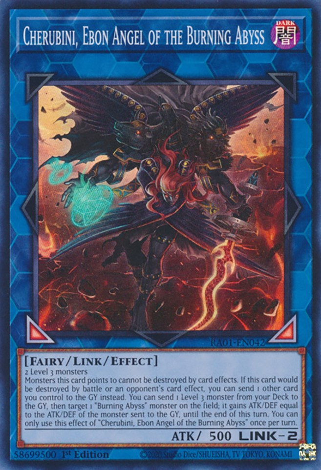 Cherubini, Ebon Angel of the Burning Abyss [RA01-EN042] Super Rare | Arkham Games and Comics