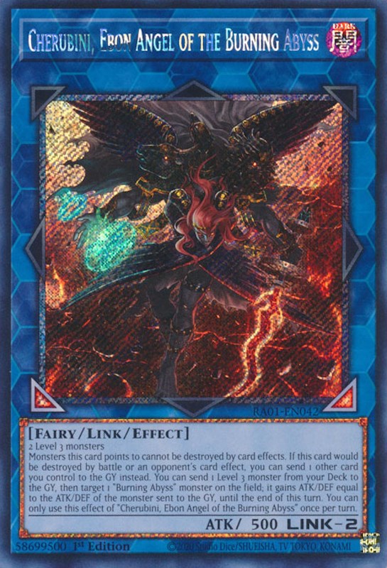 Cherubini, Ebon Angel of the Burning Abyss [RA01-EN042] Platinum Secret Rare | Arkham Games and Comics