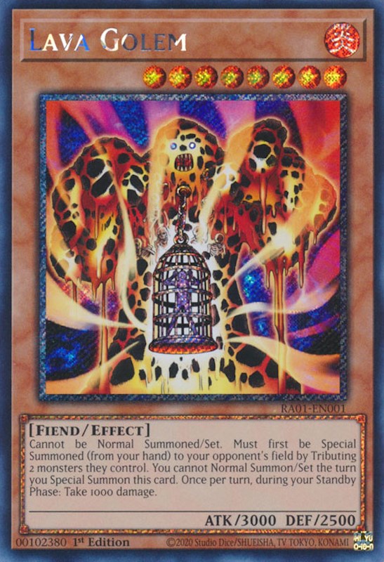 Lava Golem [RA01-EN001] Platinum Secret Rare | Arkham Games and Comics