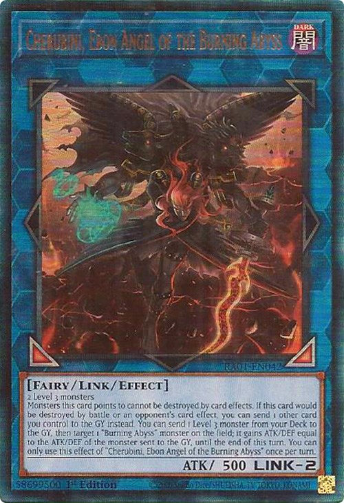 Cherubini, Ebon Angel of the Burning Abyss [RA01-EN042] Prismatic Ultimate Rare | Arkham Games and Comics