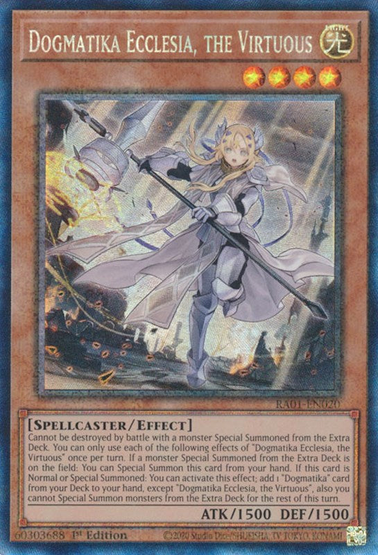 Dogmatika Ecclesia, the Virtuous [RA01-EN020] Prismatic Collector's Rare | Arkham Games and Comics